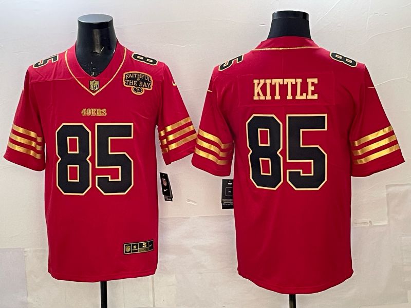 Men 2025 Nike San Francisco 49ers #85 Kittle Red gold Limited NFL Jersey 044